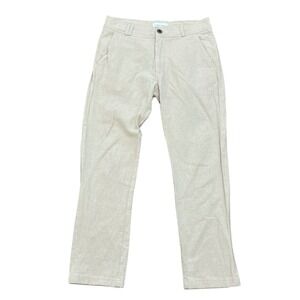 I LOVE UGLY Full Length Slim Kobe Pant Bone Beige Linen Blend Mens Small